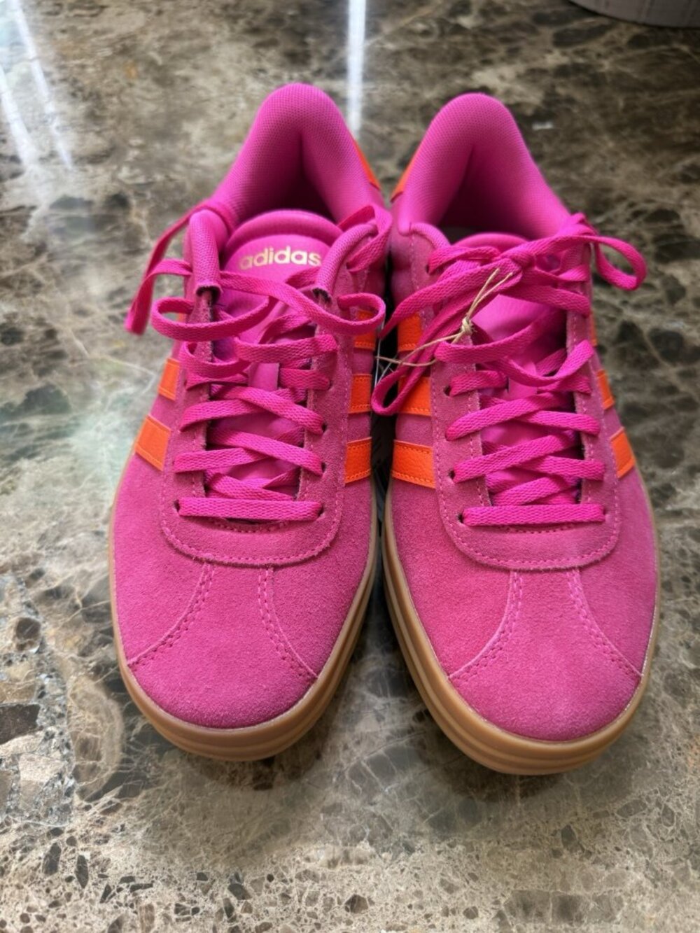 Adidas Women’s Platform Sneakers Pink Orange Gum Sole Suede Shoes Size 7 JQ5636 - Picture 3 of 9